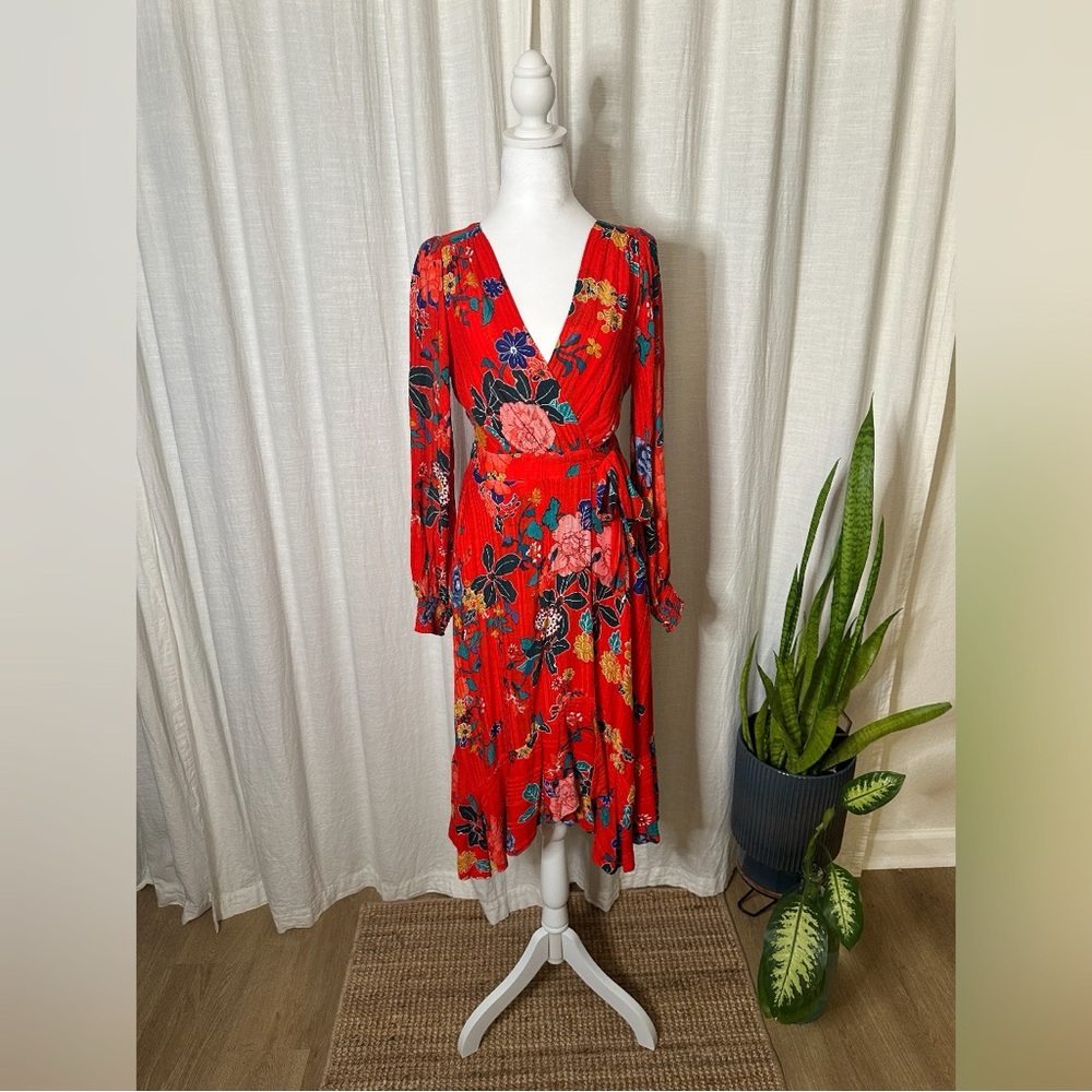 NWOT Anthropologie Boswell Textured Faux Wrap Dress Size 4